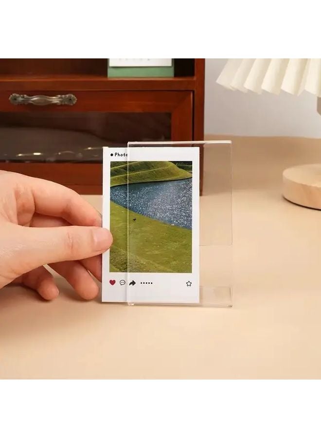 5 قطع إطار صور صغير عمودي شفاف مقاس 3 بوصة، حامل عرض من الأكريليك، حامل مكتبي ذو أخدود بار. - Image 1
